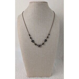 1928 Co Copper‎ Tone Rhinestone Floral Chain Adjustable Necklace 19" L